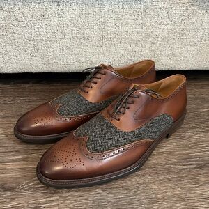 TAFT Brown Leather and Gray Tweed Men's Shoes Size 43 | 10 US